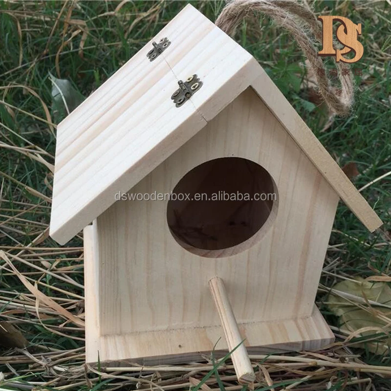Wooden Bird House Nesting Box Wall Mounted Hanging Decor Gardening B8U0 