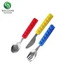 Silicone block children knife fork spoon set with silicone handle