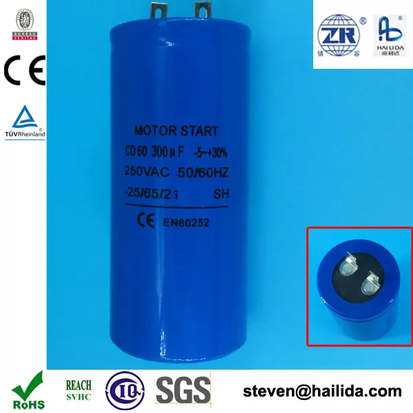 CD60 Betriebskondensator mit 250V AC 200uF 50 60Hz Zuleitung for Motorluftkompressor CD60 Kondensator
