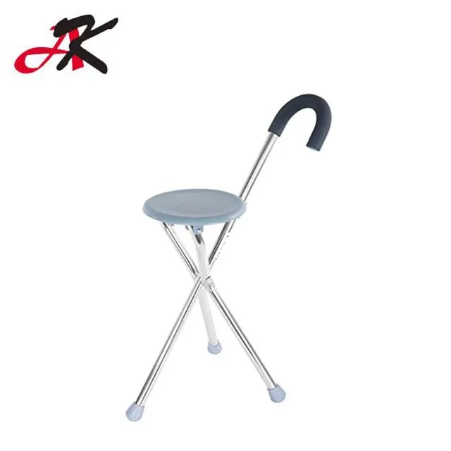 Folding Adjustable Elderly Crutch Chair With Stool Walker Sticks Old