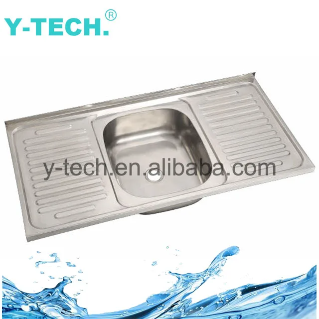 steel topmount drainboard <strong>kitchen</strong> sink with faucet hole