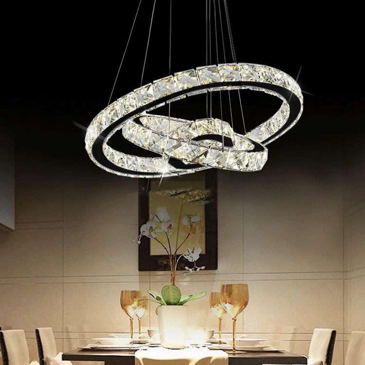 XingJun residential deco round circle hanging pendant modern led crystal ceiling lamp