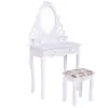 Antique french wooden white lacquer dressing table