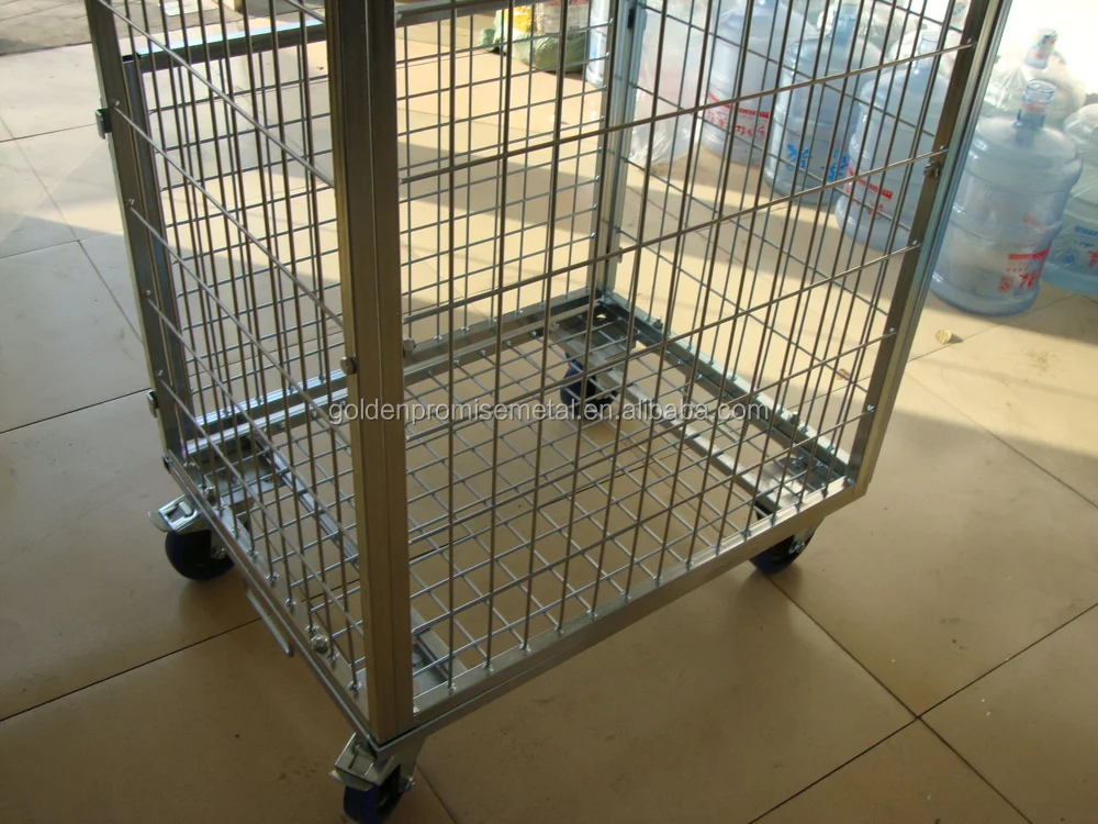 Laundry Trolleys Steel Wire Mesh Structure Trolley Foldable Metal Wire