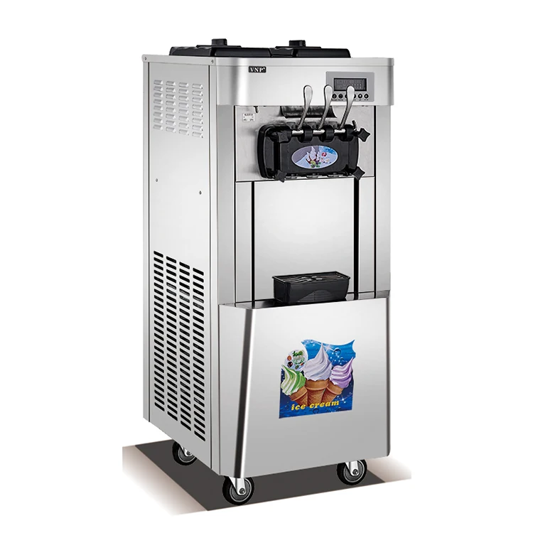 Free Standing Commercial Ice Cream Making Machine Soft Serve R404a Ice