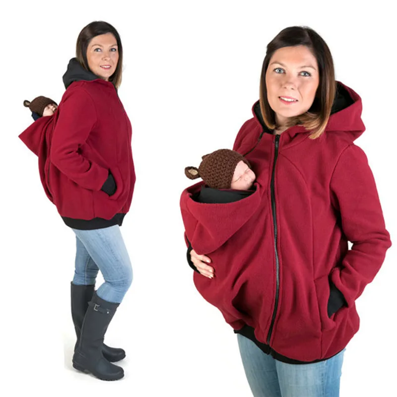 Hehong Baby Carrier Hoodie Jacket Maternity Sweatshirt Kangaroo Pocket Coat Jacket para bebé Embarazada usando Baby Holder Pullover Fleece Outerwear Sudadera con Capucha 
