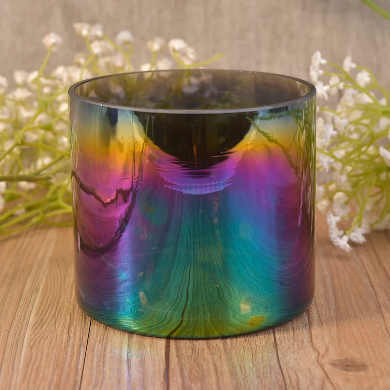 Wholesale cylinder sprayed glass candle holders home decoration