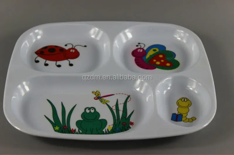 Customized Melamine 4 Section Lunch Plates For Children