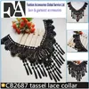 CB2687 2016 New Summer Fashion 100% Polyester Machine Lace Design V-Neck Tassel Embroidery Neck Patch