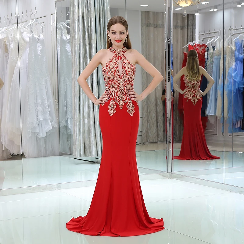 sexy red evening dress