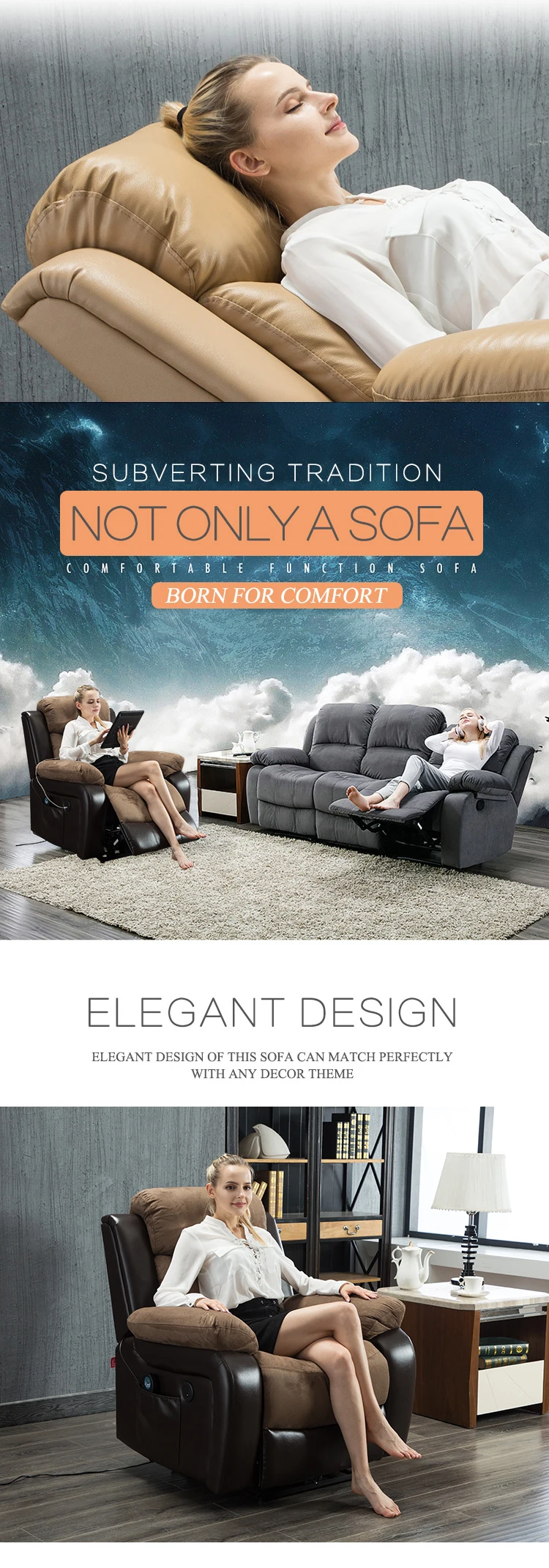 fabric recliner sofa