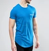 Custom Printed Long Rounded Hem 100% Cotton Extra Long Roll Sleeve Pocket T-Shirt In Different Color
