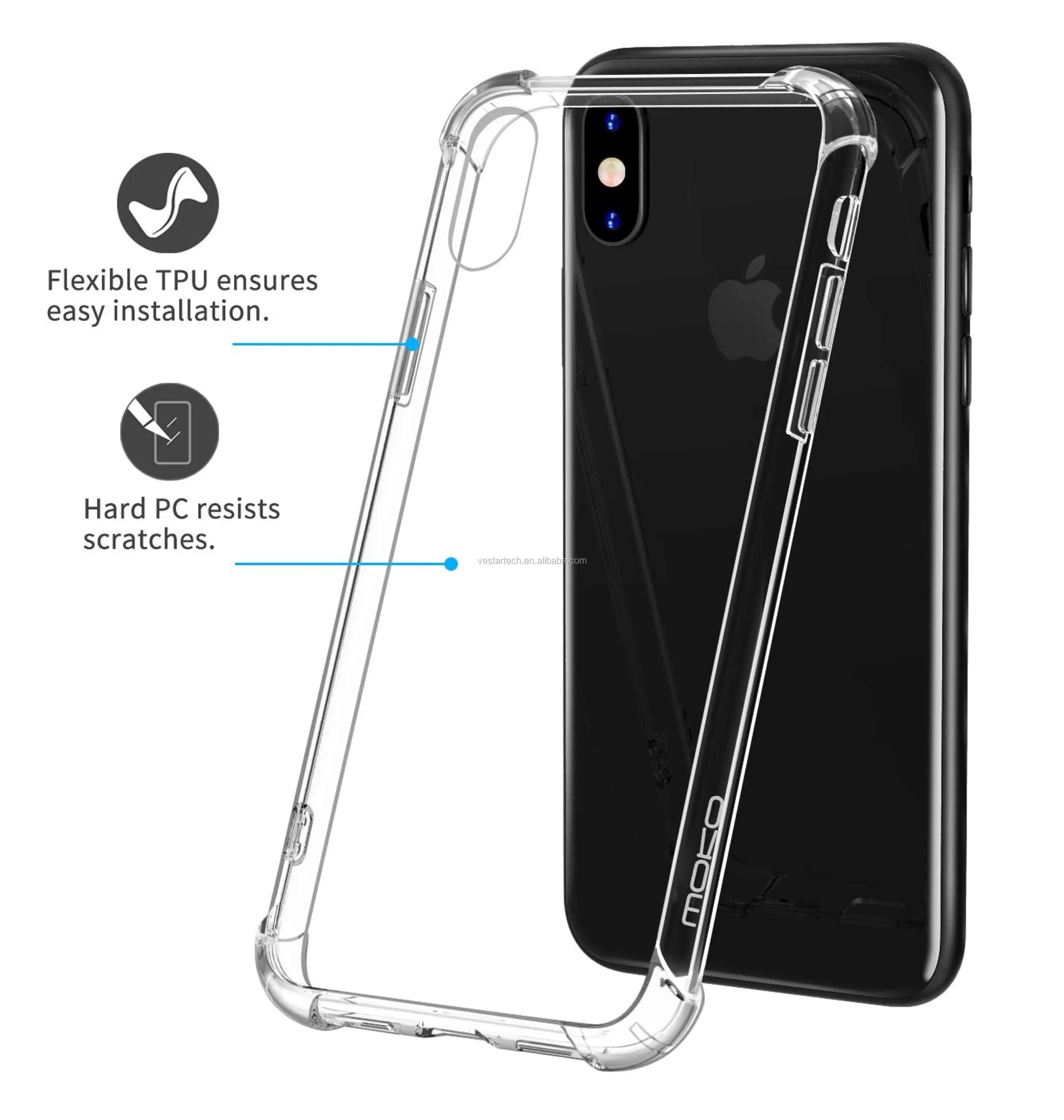 For Iphone X Case Crystal Clear Reinforced Corners Tpu Bumper Cushion ...