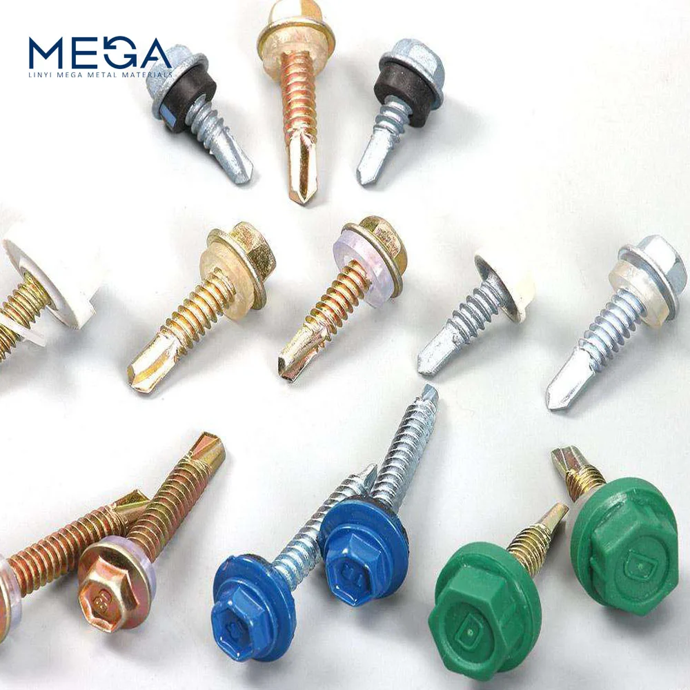hex washer head self drilling screw with EPDM washer zinc plated