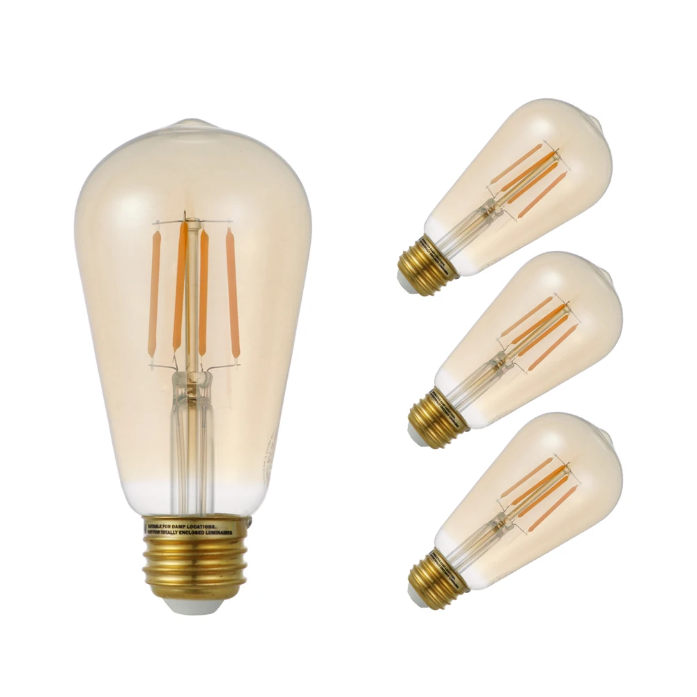 Supplier Retro Edison filament bulb ST21 led filament bulb 4w 6w 7w Vintage amber decoration light bulb dimmable led lighting