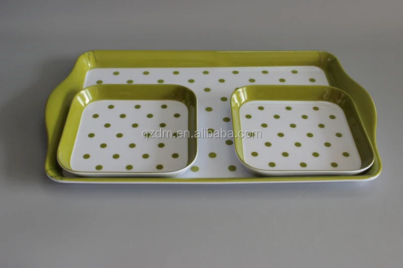 Korea Style Plastic Serving tray + small tray sets for 3pcs