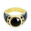 gold plated black stone finger ring with epoxy effects