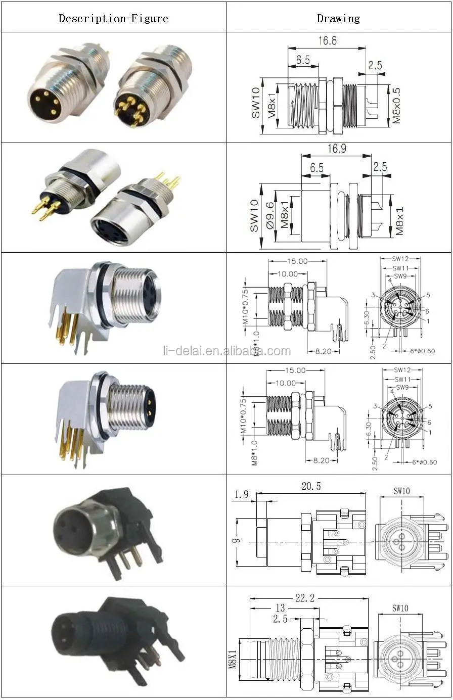 M8 M12 Male female cable Solder Assembly type 3 4 5 8 12 pin ip66 ip67. M8 cable connector