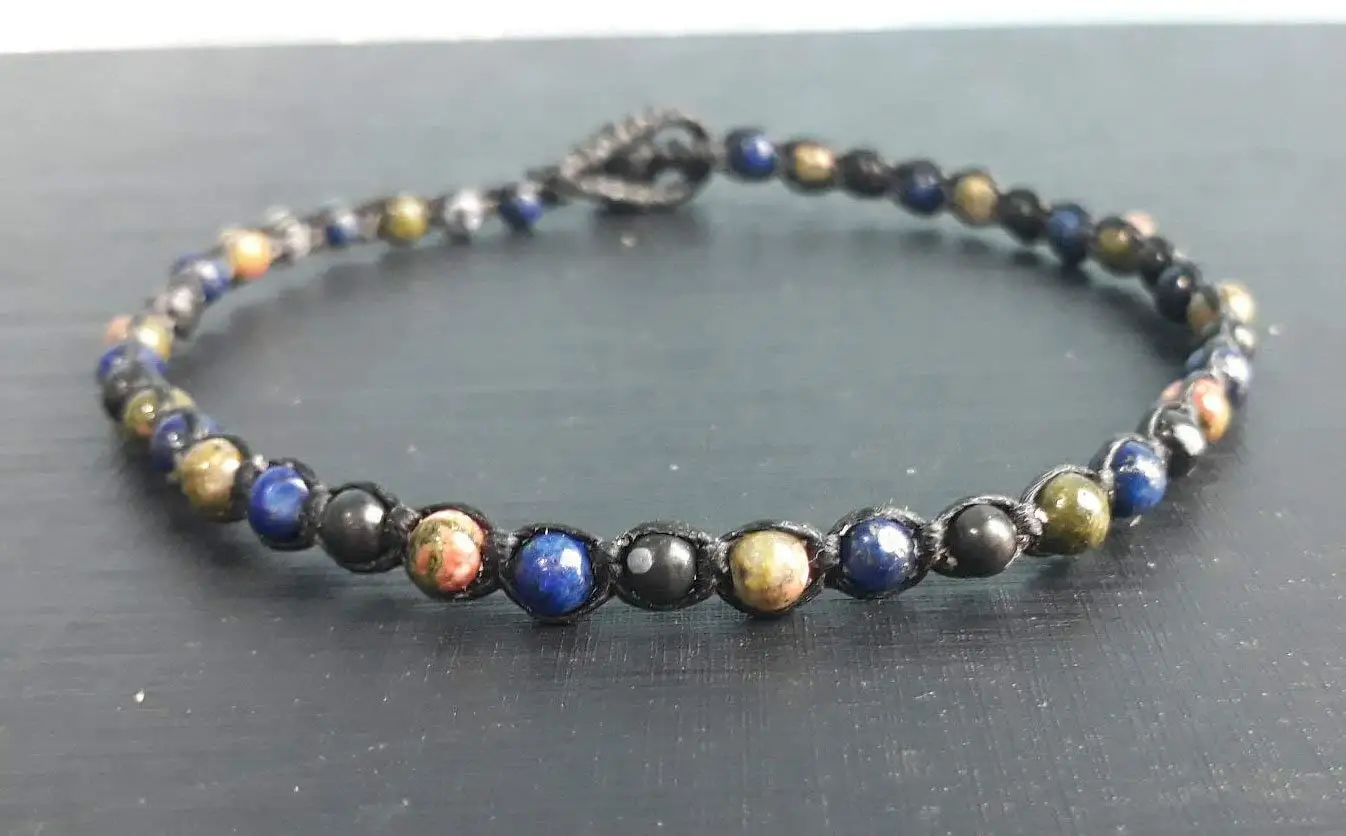 Lapis anklets Unakite anklets Matte onyx anklets stone anklets black blue green anklets men anklets women anklets gift boys girl anklets