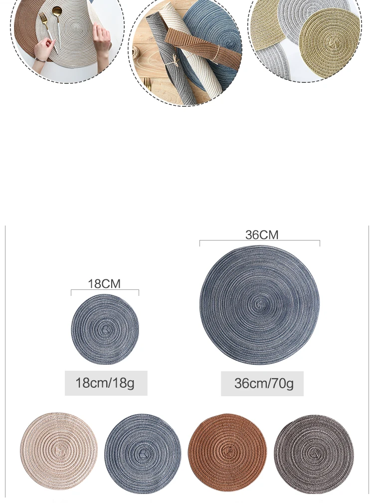 Japanese style ramie four color home dining mat table mat insulation bowl pot mat