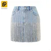 Modern Girls Rock Denim Skirt Short Fringe Denim Skirt