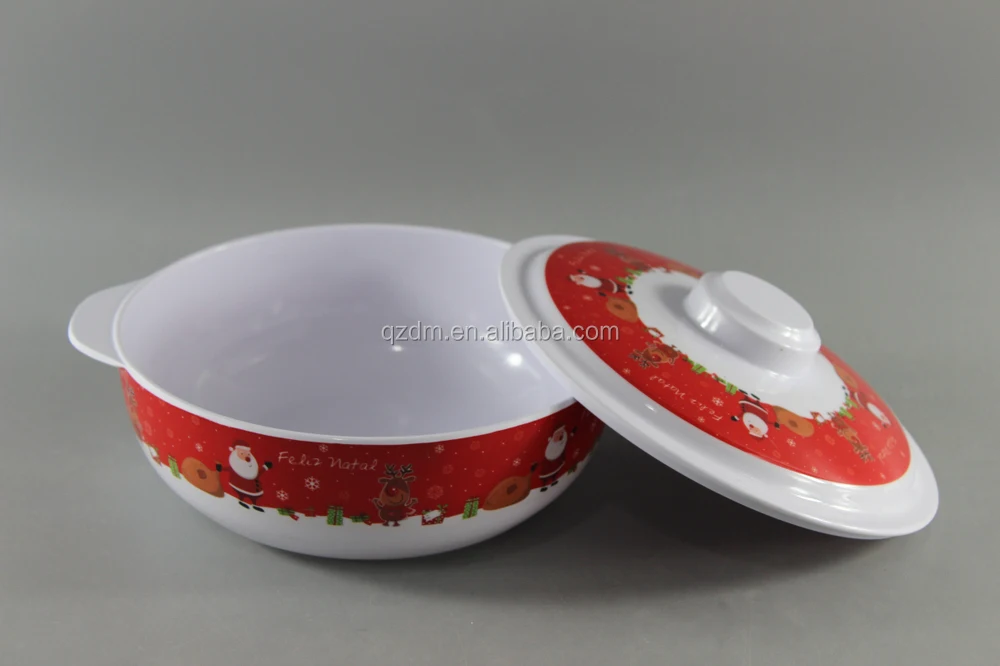 Christmas Melamine Soup Bowl With Lid/Plastic Bowl With Lid