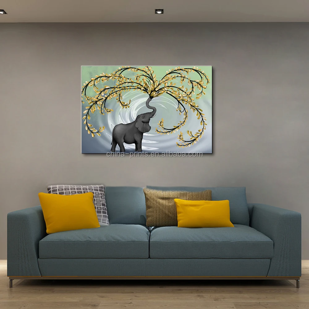 Yellow Tree Wall Art And Elephant Art Decor For Living Room Bedroom Kids Room Kolo Wall Art Original Artwork Buy Elephant Canvas Elephant Painting On Canvas Yellow Tree Picture Product On Alibaba Com