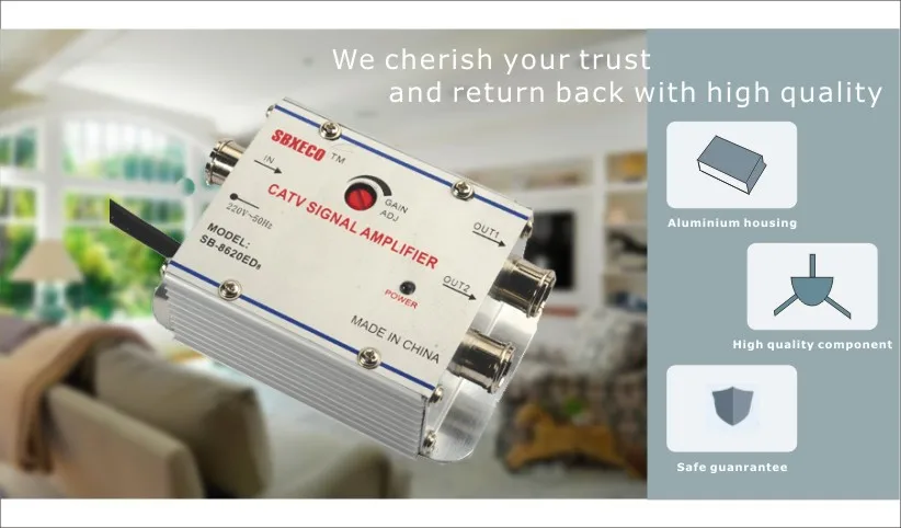 seebest 2 WAY INDOOR CATV AMPLIFIER GAIN 20dB cable TV amplifier 2 outputs