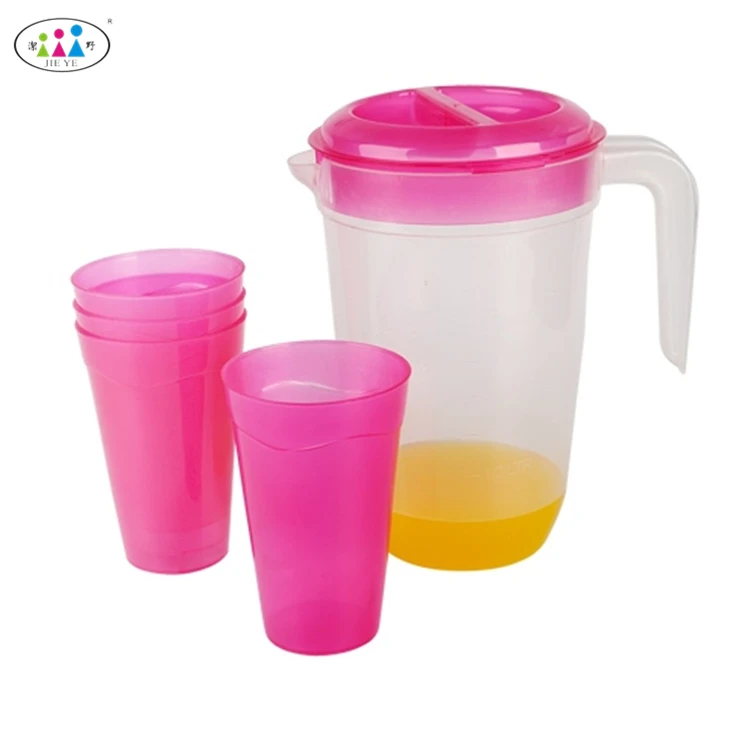 Hot Sale 2l Plastic Juice Jug With 430ml Cups Set Plastic Juice Jug