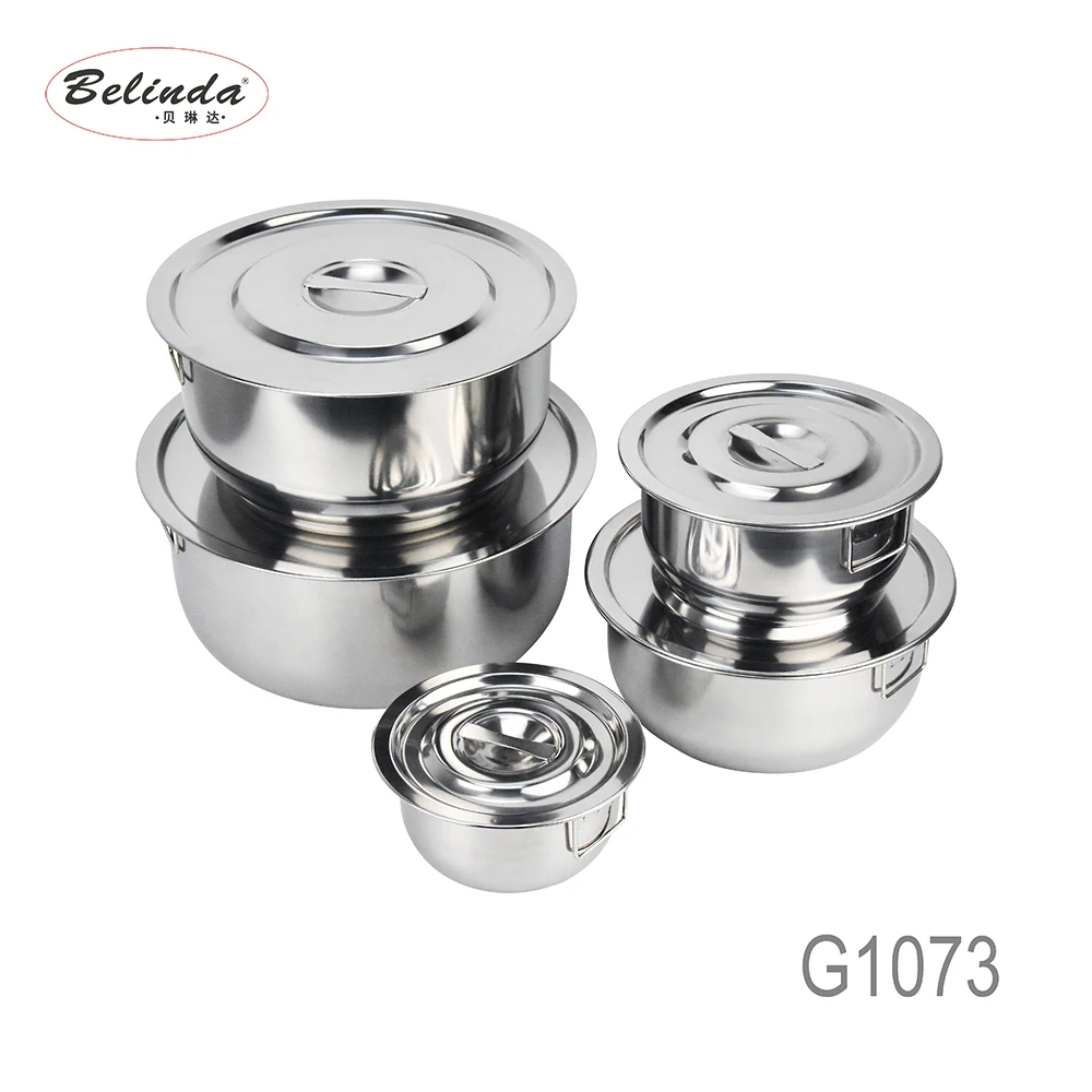 5 Pcs Induction Gas Cookers Home Kitchen Indian Cooking Pot Stainless Steel Cookware SetG1073-2