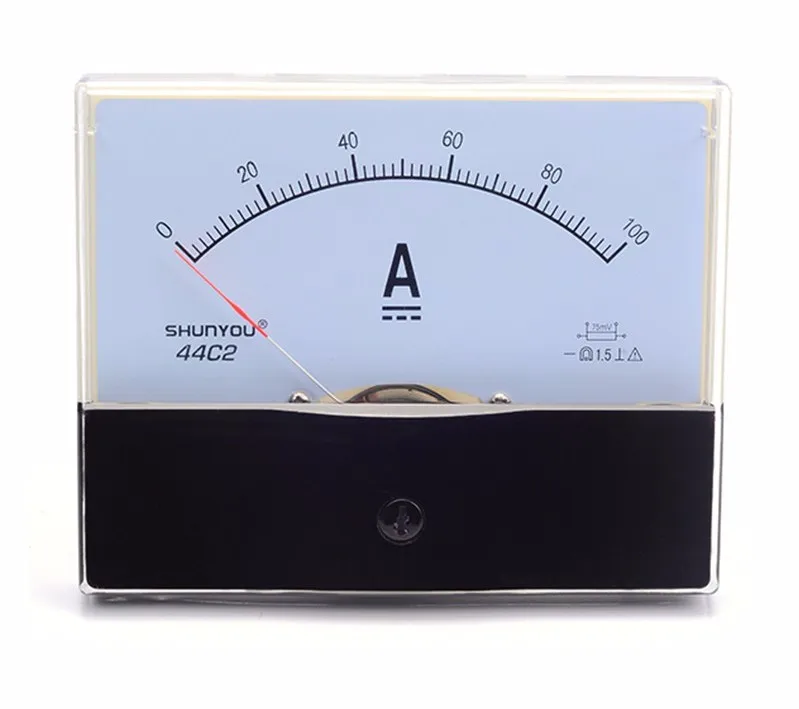 44c2 Analog Dc Ammeter 100a/75mv Ammeter Mechanical Header Panel Meter