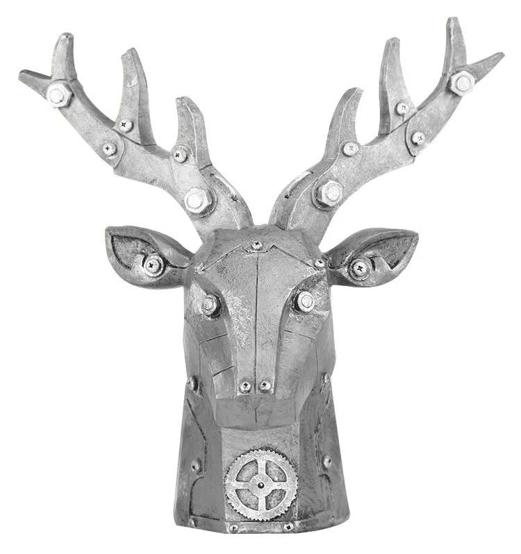 Creative machinery industry wind resin animal head decoration deer head elephant wolf culture bar model props crafts