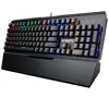2018 wholesale 104-key standard wired mechanical gaming keyboard big detachable palm rest RGB chroma light