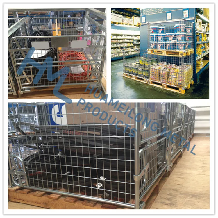 Warehouse Detachable Welded Metal Stackable Wire Mesh Cargo Collapsible ...