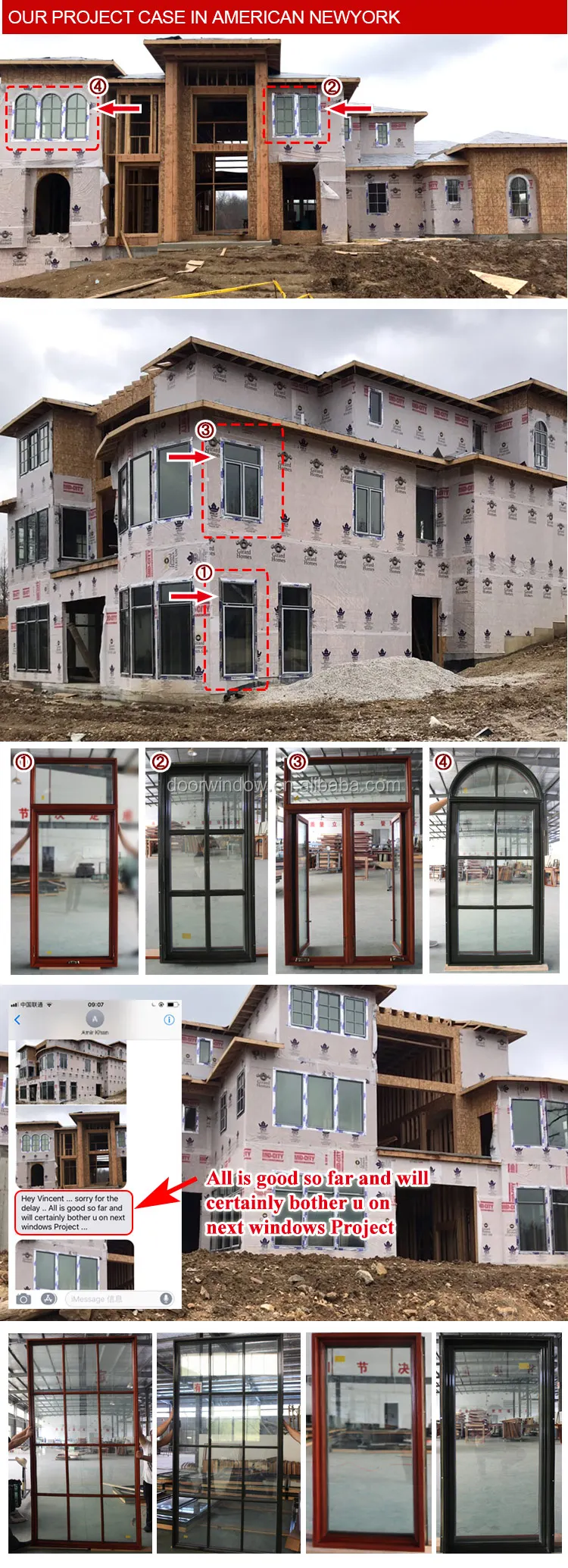 USA NAMI/AAMA/SDA/WDMA Certified SGCC Tempered Glass Window Price Of Wood Aluminium Casement Window