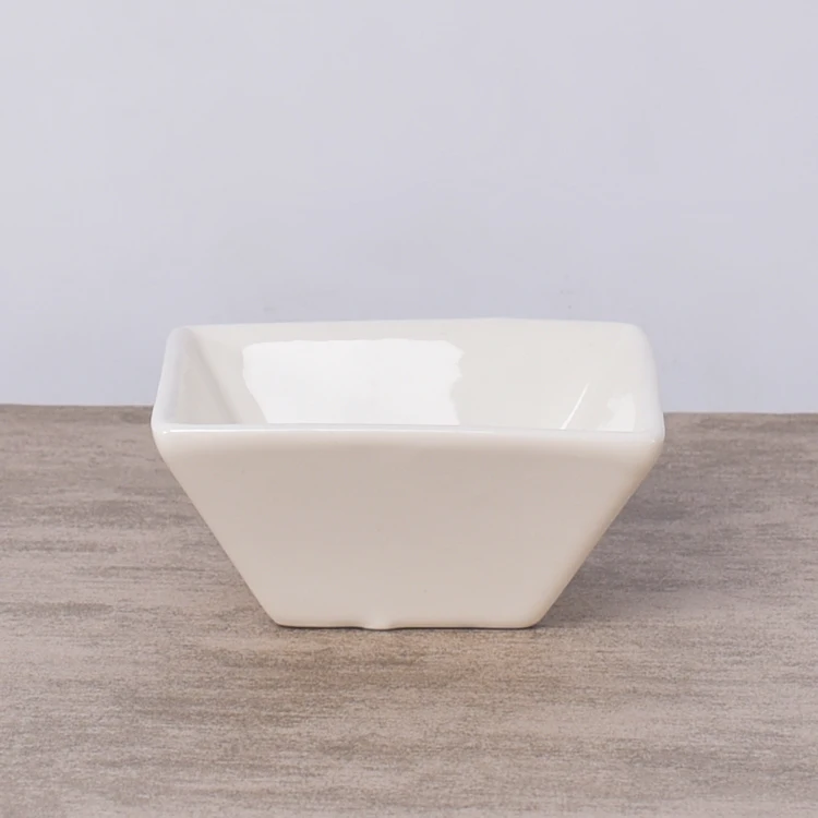 Cafeteria Serving Two Tiers Square White Mini Large Ceramic Soup