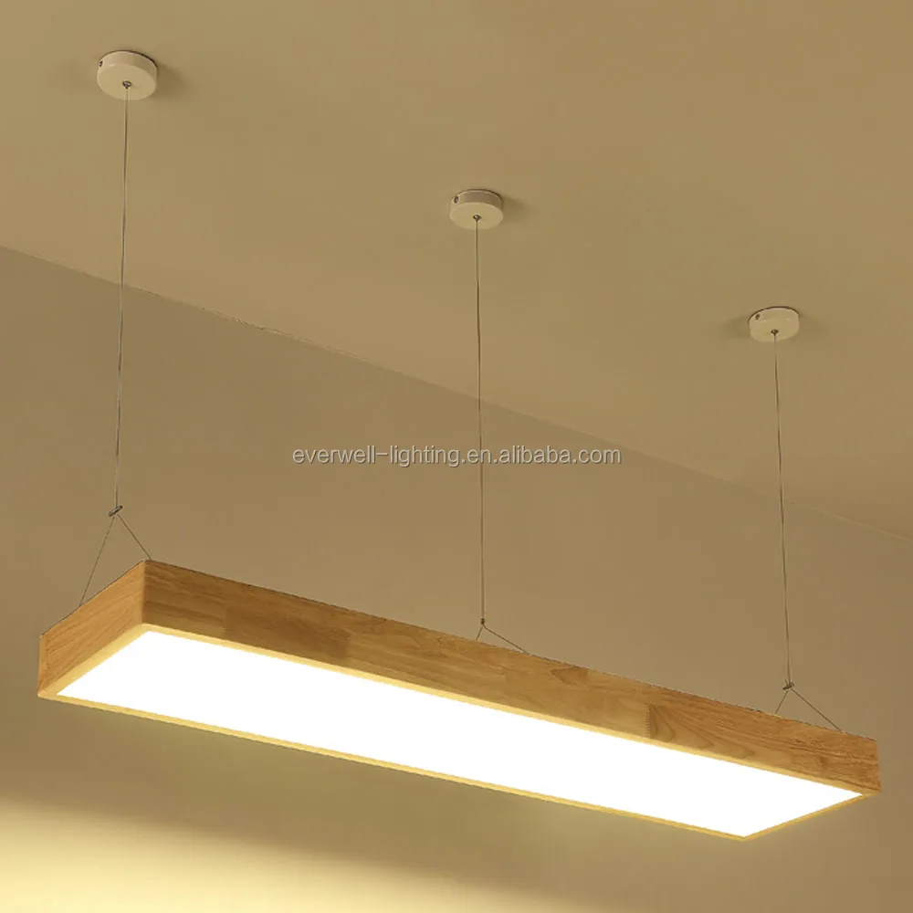 Custom New Design Modern Wood Pendant Light Rectangle Led Hanging Lamp Wooden On