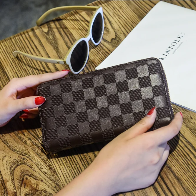 Lx20867a последние унисекс тартан дизайн Сумочка Мода бизнес длинный кошелек