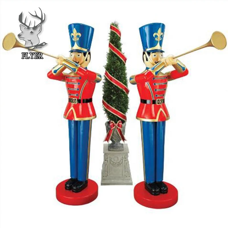 Home Outdoor Christmas Decoration Handmade Resin Nutcracker Statue Wholesale Fiberglass