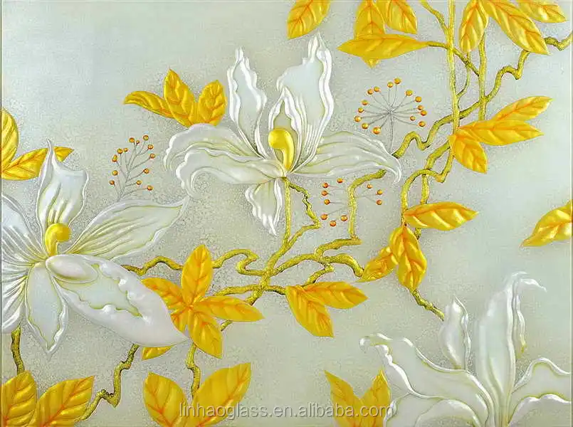 Flower Image Design Embossed Glass Buy Beautiful Glass Painting Design Of Flower Product On Alibaba Com