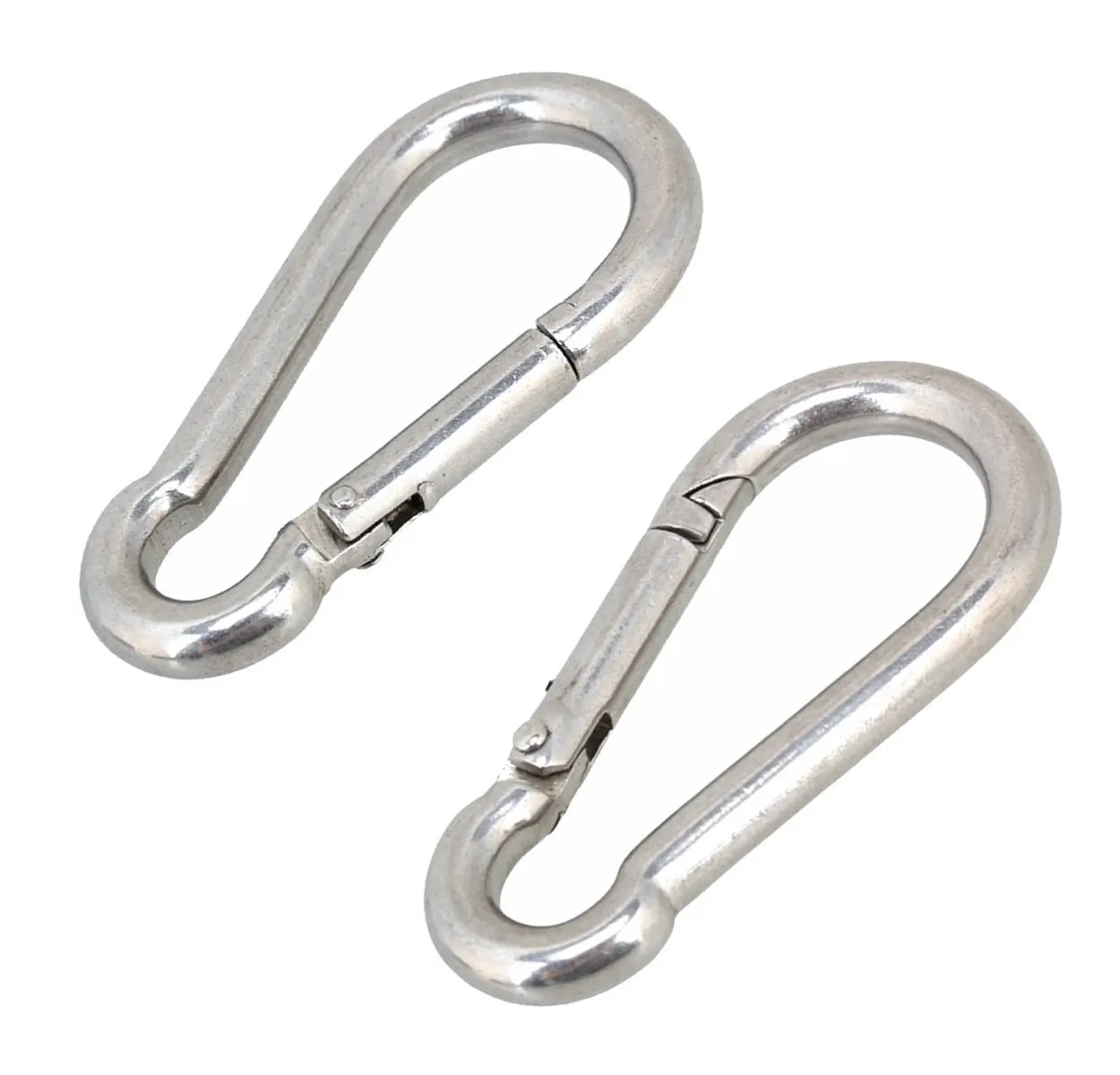 (Pack of 4) Steel Eye Link Spring Snap Hooks 1/4" - 6 mm (2-3/8" Lx 1-1/8" W) Premium Quality Multipurpose Carabiners - CLIMBING CAMPING CAVING - Dog Leash, Fishing - Paragliding Clips