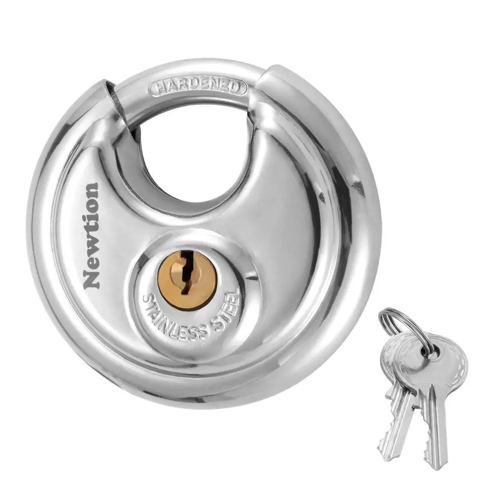 HEAVY DUTY SECURITY SET HASP AND STAPLE 70MM DISC ROUND PADLOCK 2 KEYS