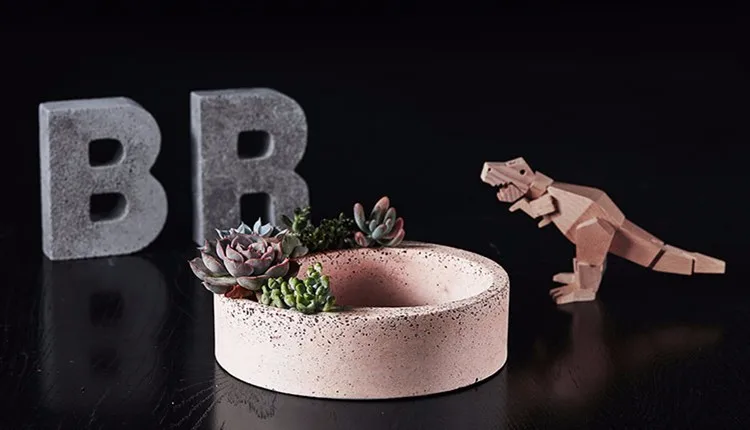 2017 New Cement flower pots Craft molds Silicone Centrifugal circle Concrete Vase Decoration Mold08