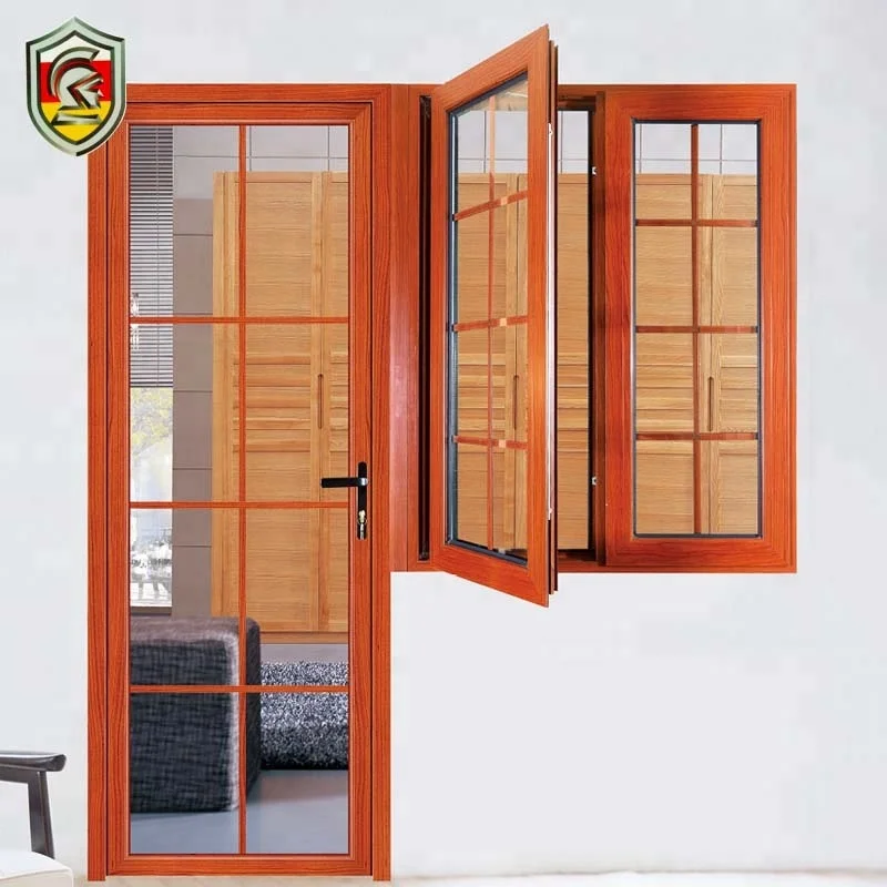 Shop Front Door Design Double Glazed Aluminium Casement Door With