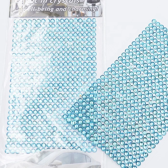 Factory supply 468 pcs 5mm DIY Aqua colour resin crystal sticker Rhinestone car sticker