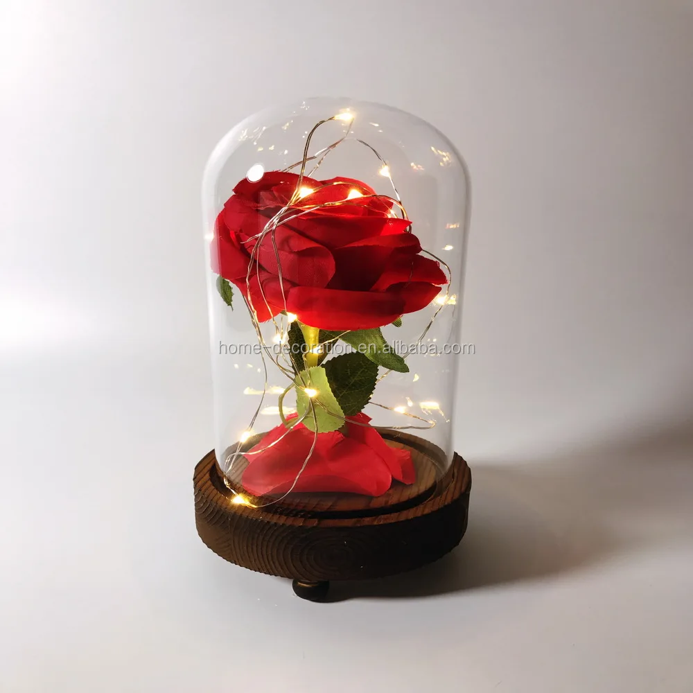 Whole Rose In Gl Dome Bell Jar Cloche Terrarium With Led Whole Rose In Gl Dome Bell Jar Cloche Terrarium With Led Lights