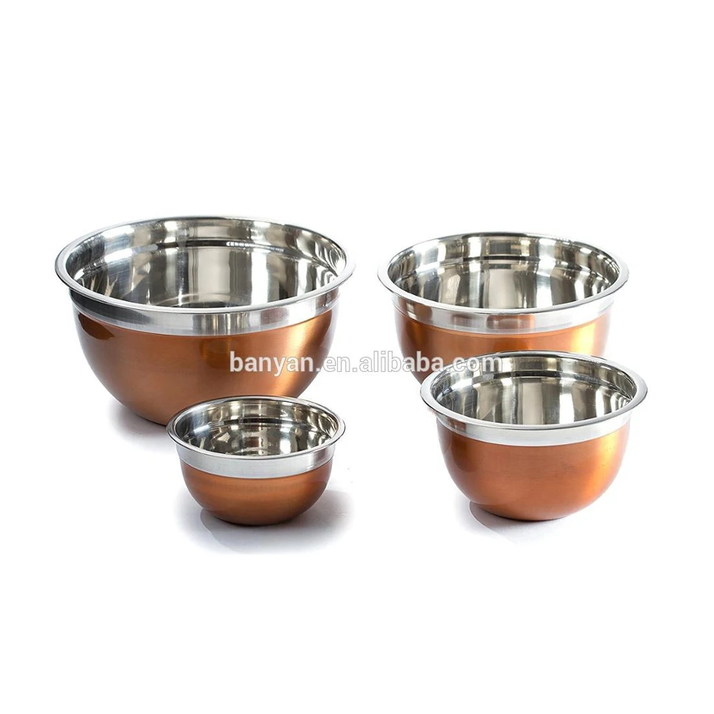 Stainless Steel Mixing Bowls Set With Bamboo Lids China Manufacture