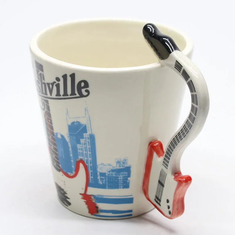 Promotional Mug 3d Unique Music Handle Guitar Mug Ceramic Coffee Mugs