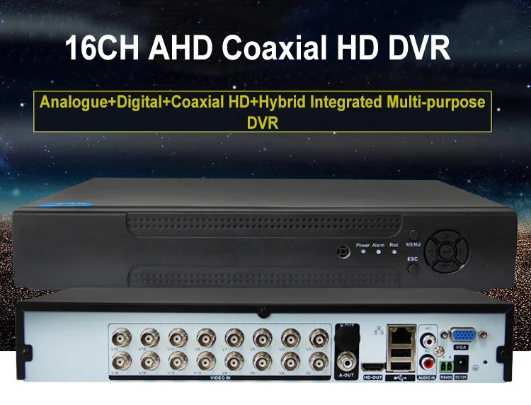 16CH 1080N HD 5in1 AHD TVI CVI CVBS IPC Output Analogue DVR Monitoring Host XVR Digital Video Recorder