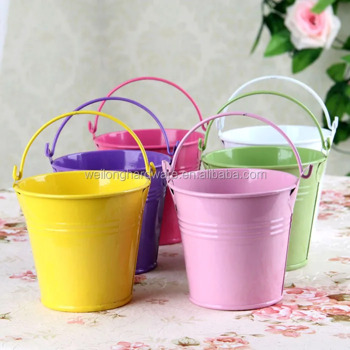 colored buckets